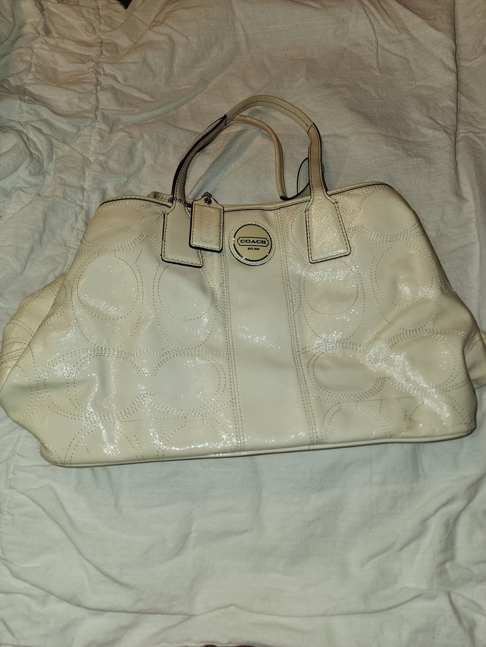 Coach Cream Leather Signature Tote